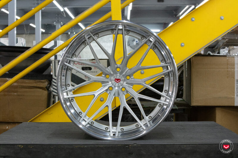 Vossen VPS-4 3pc 21x13-Brshd Cntr/Plshd Gloss Clr Lip/Raw Hardware/Satin Black Inner Barrel Wheel