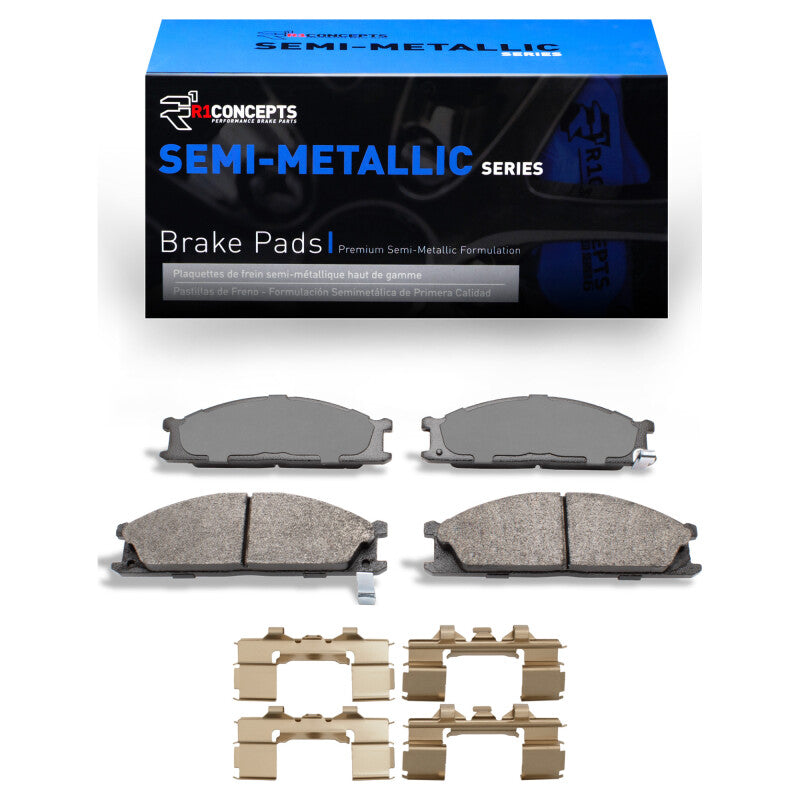 R1 85-15 Nissan 720 DATSUN Front Semi Met Pads & Hardware Kit