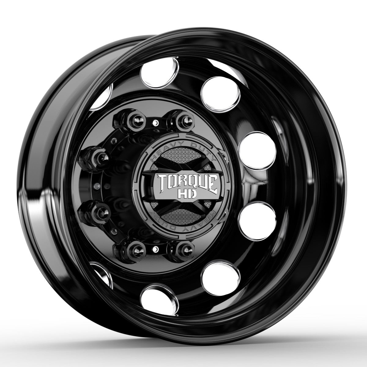 22.5x7.5 Torque HD TW641F Forged Classic Gloss Black Milled 8x275 et-159 BS -1.74 CB 221.1 Flat Seat Drive F-53