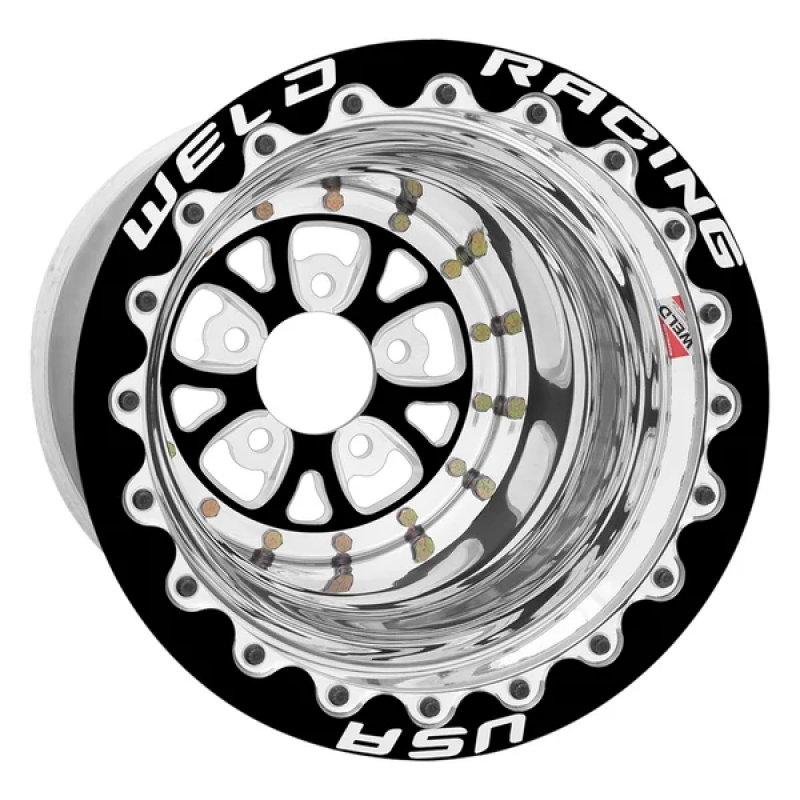 Weld V-Series 15x10 / 5x4.75 BP / 4in. BS Black Wheel - Black CTR Single Beadlock MT