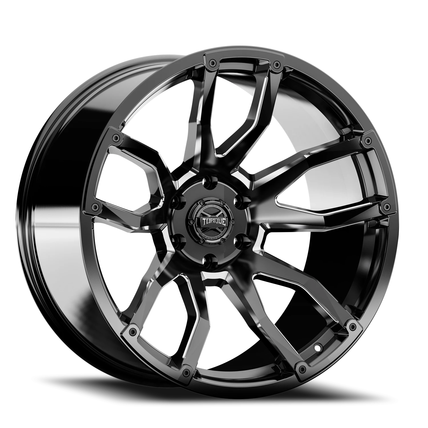 22x12 Torque TW403C Impact Gloss Black Premium Milling 6x135 et-44 BS 4.74 CB 87.1 Conical Seat Square
