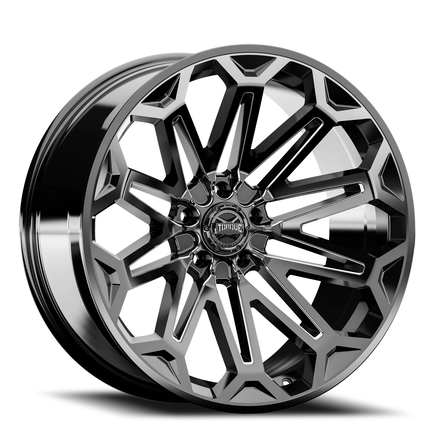 22x10 Torque TW406C Xcelerate Gloss Black Premium Milling 5x127 et-18 BS 4.75 CB 71.5 Conical Seat Square