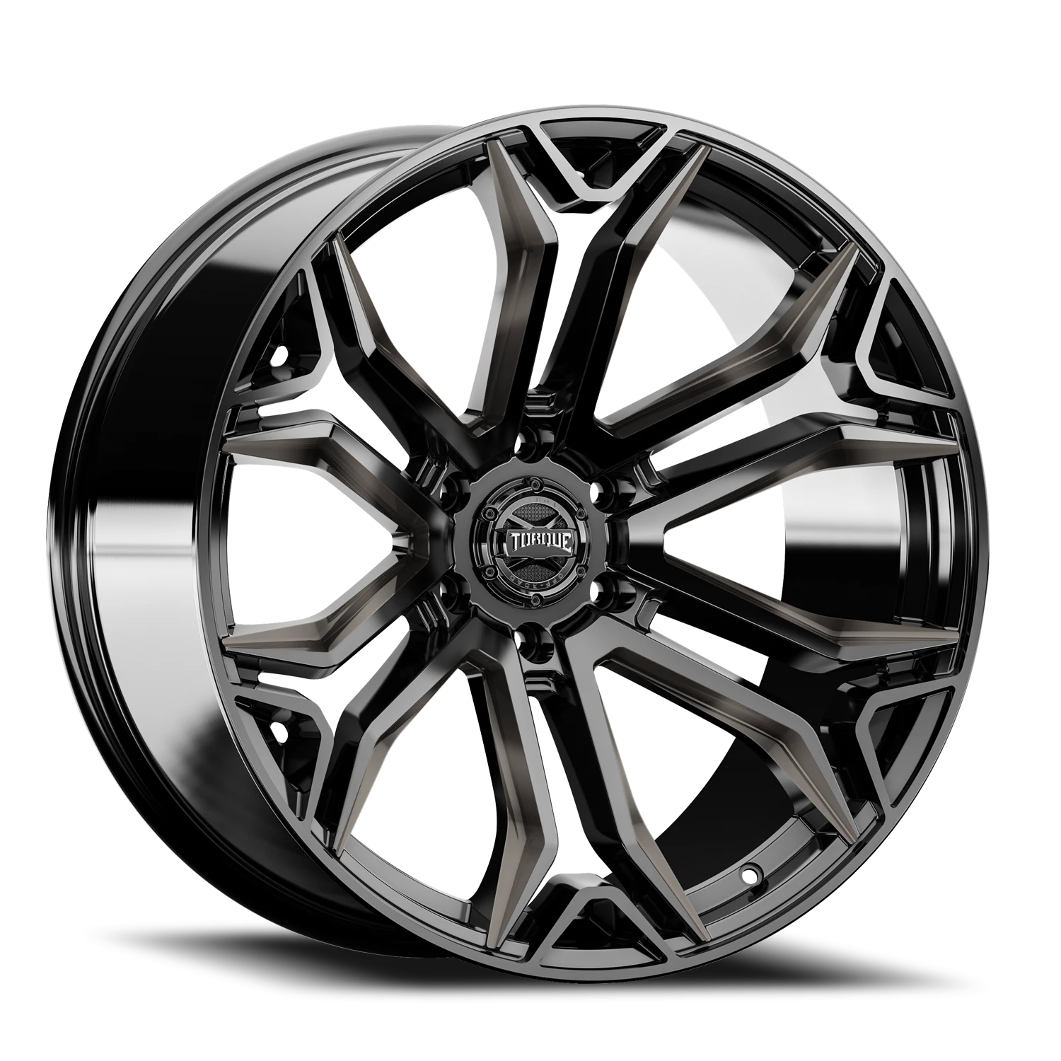 22x10 Torque TW436C Rage Gloss Black Milled with Dark Tint 6x139.7 et-18 BS 4.76 CB 78.1 Conical Seat Square
