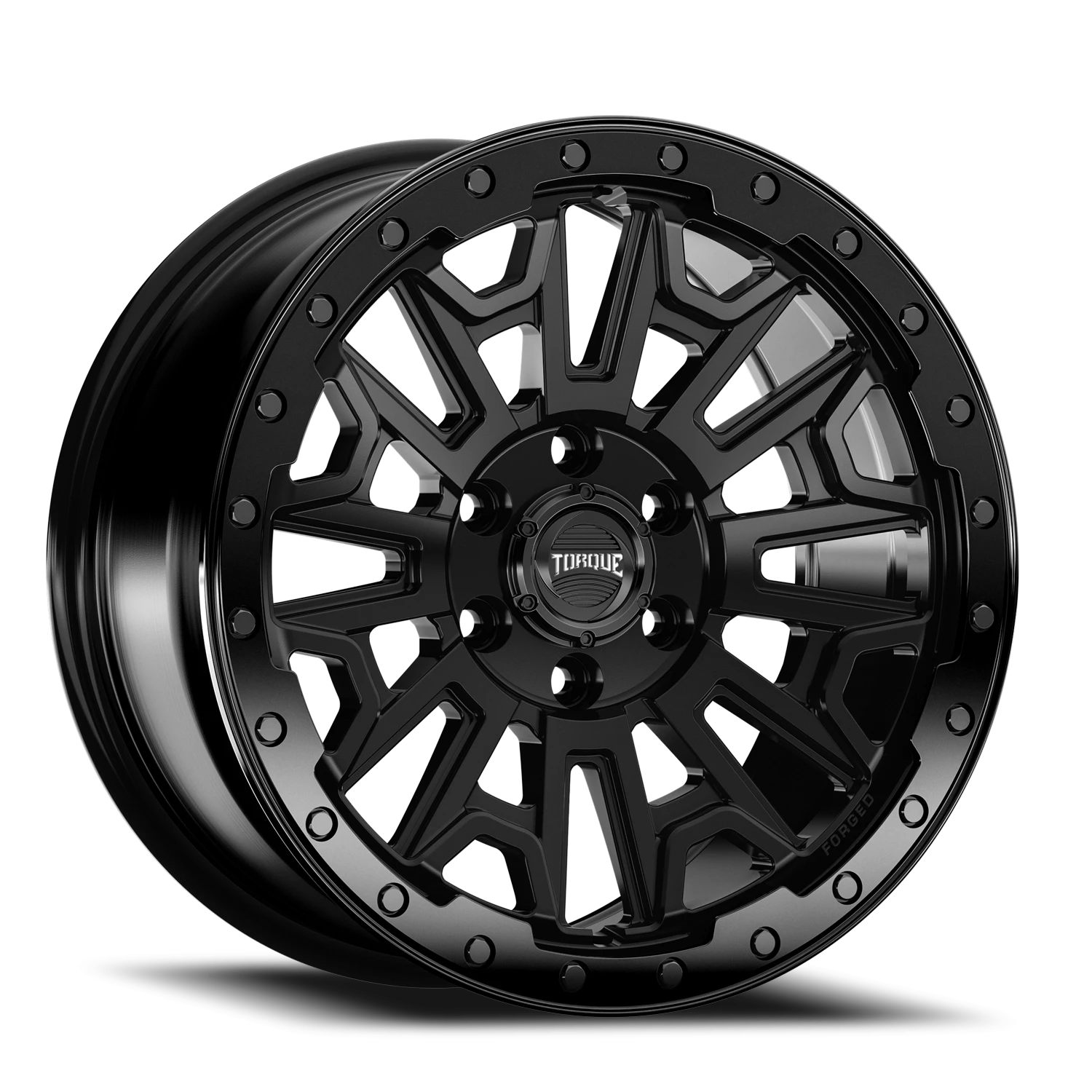 18x8.5 Torque TW502AF Forged Imogene Satin Black with Gloss Black Lip 6x130 et+29 BS 5.61 CB 84.1 R14 Radius Seat Square