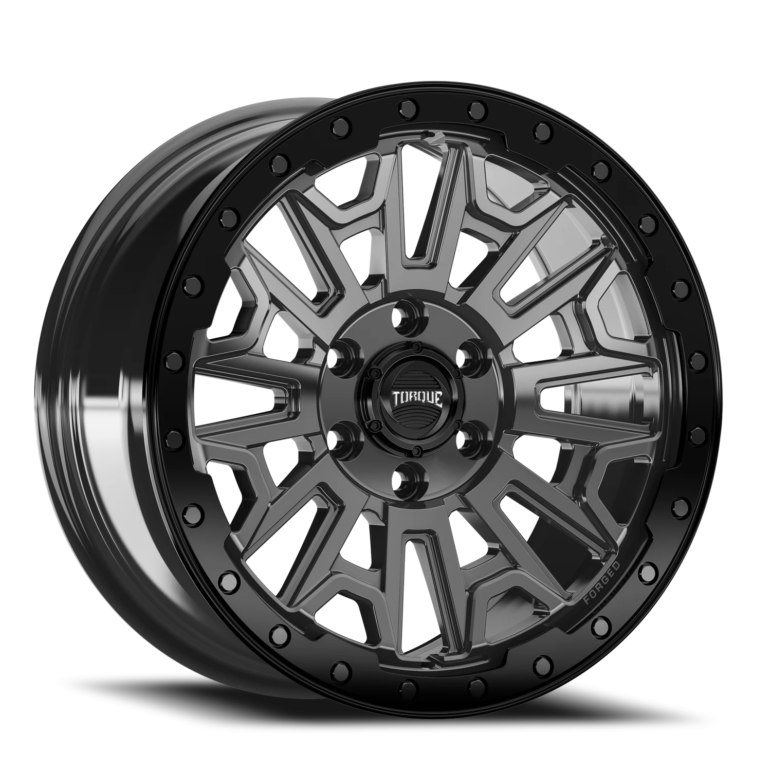 18x8.5 Torque TW502AF Forged Imogene Gloss Gunmetal Gloss with Black Lip 6x130 et+29 BS 5.61 CB 84.1 R14 Radius Seat Square
