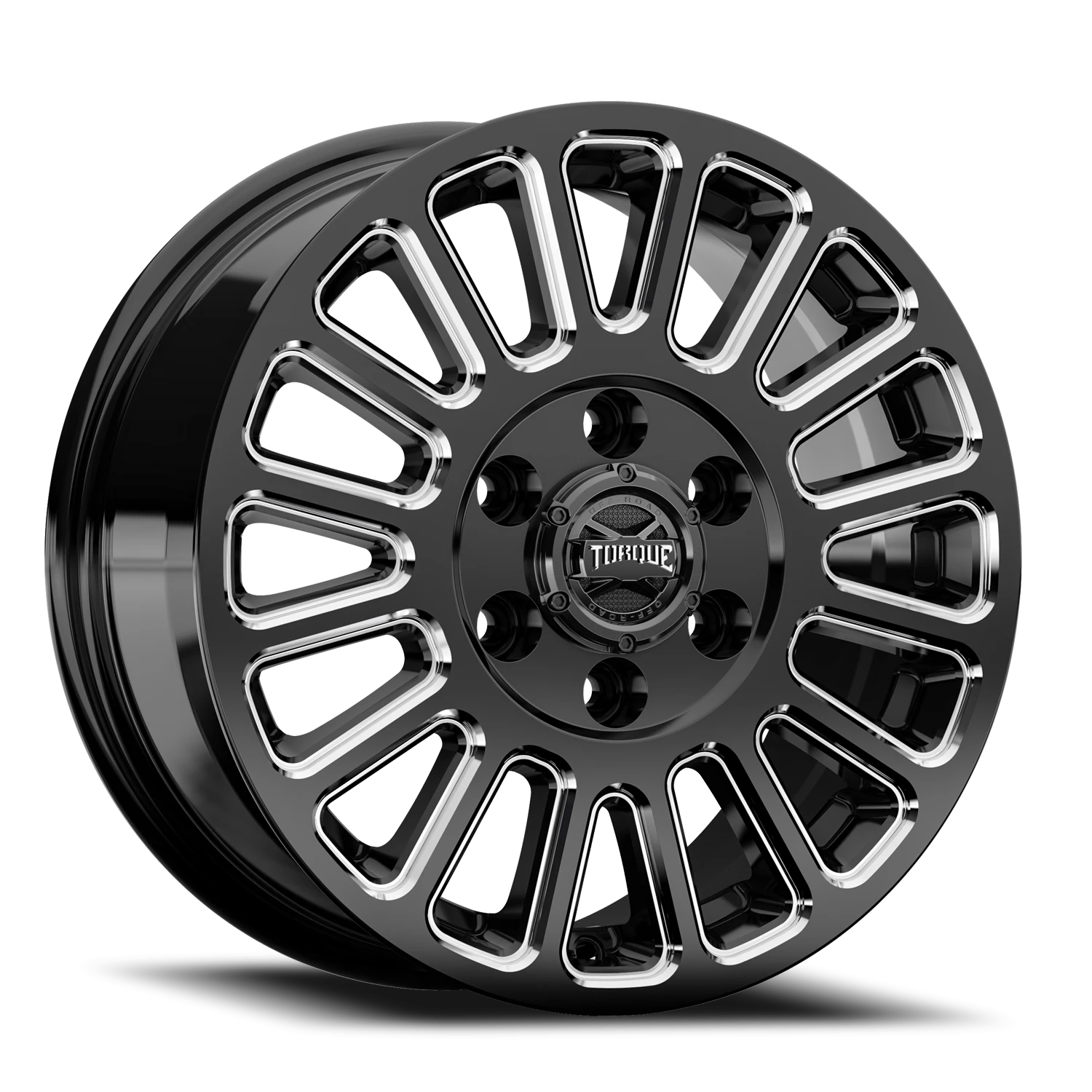 16x7 Torque TW513C Trek Gloss Black Milled Spoke 5x130 et+50 BS 5.97 CB 78.1 Conical Seat Square
