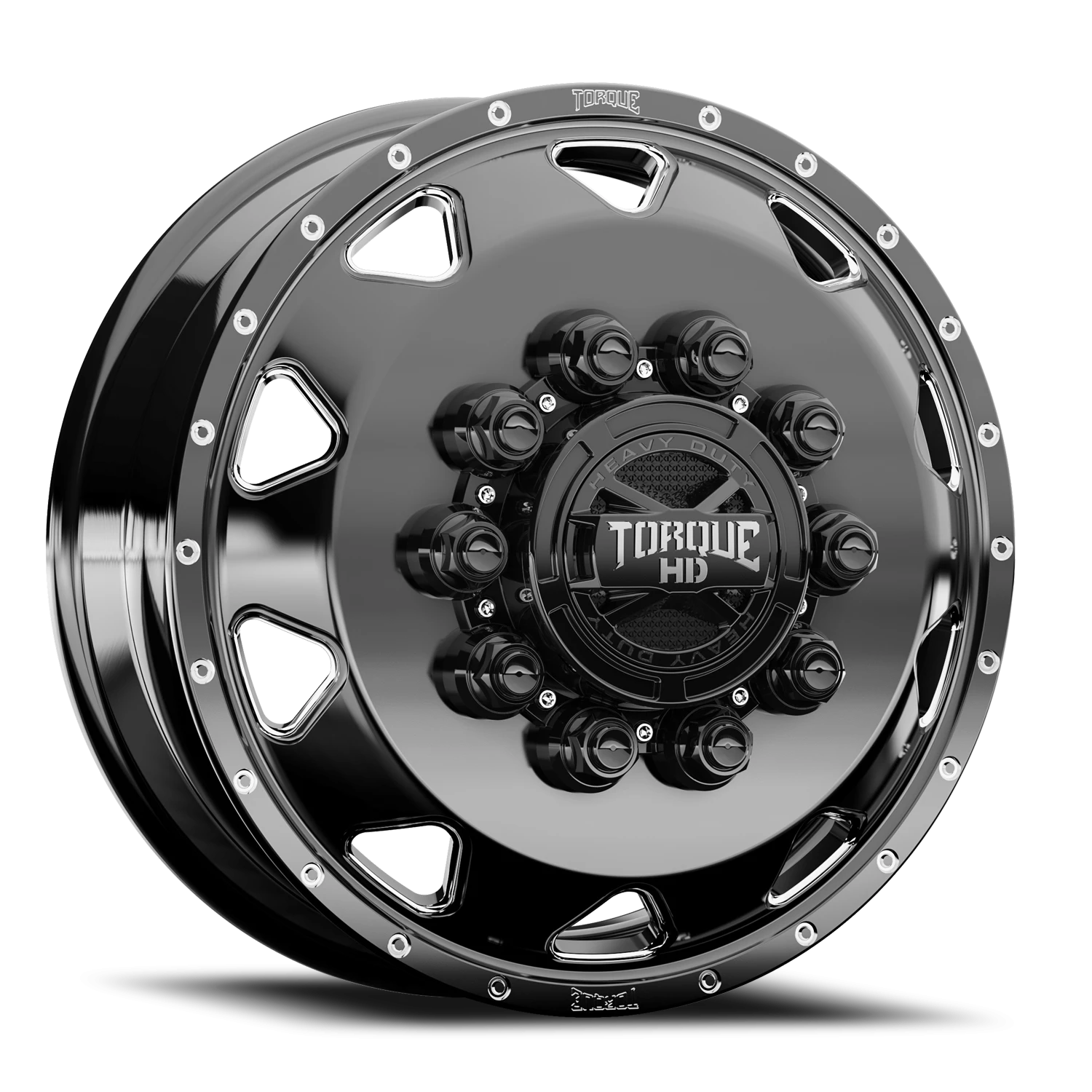 24.5x8.25 Torque HD TW643F Forged Haulin Gloss Black Milled 10x285.75 et+143.5 BS 10.52 CB 220.1 Flat Seat Steer