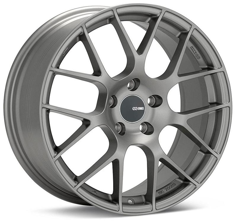 Enkei Raijin 19x8 42mm Offset 5x120 Bolt Pattern 72.6 Hub Bore Titanium Gray Wheel *Min Qty 60*