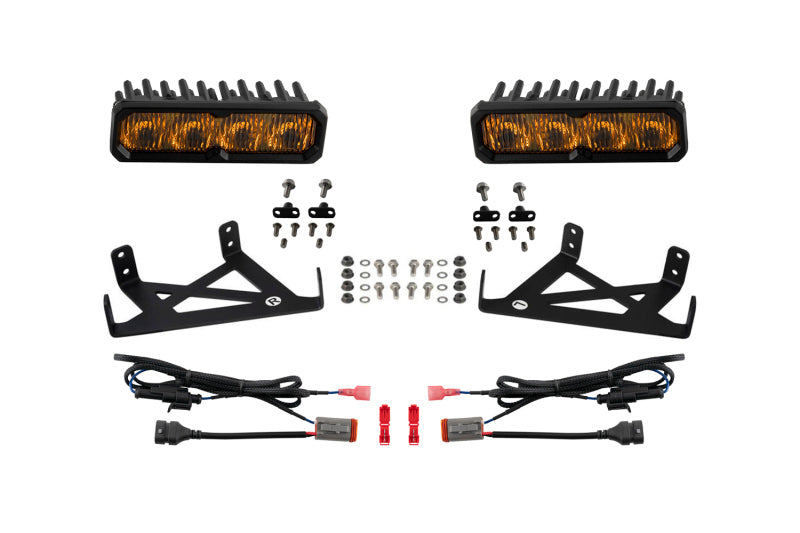 Diode Dynamics 2020-2022 Ford F-250 Super Duty F250 Fog SS6 Sport LED Kit Yellow 3000K