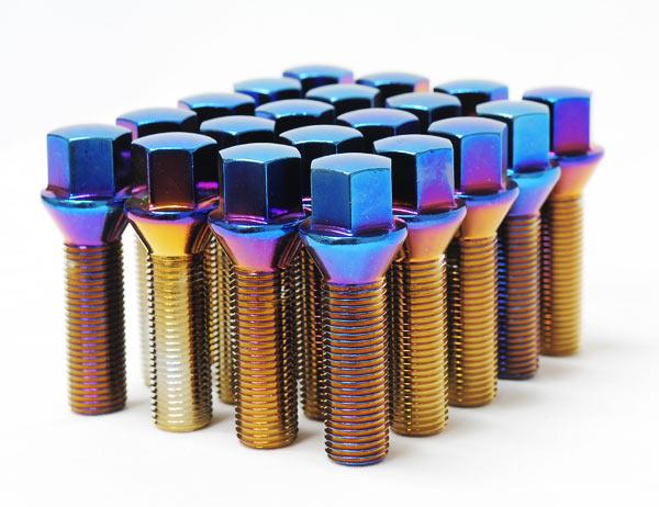Wheel Mate Mevius Lug Bolt Set of 20 - Blue Neon 12x1.50 27mm Cone 60 DEG TAP