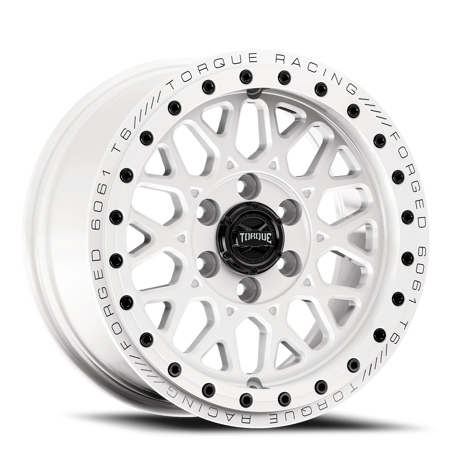 17x8 Torque TW340F Forged Enduro Satin White 6x130 et+29 BS 5.65 CB 84.1 Conical Seat Square Beadlock Ready