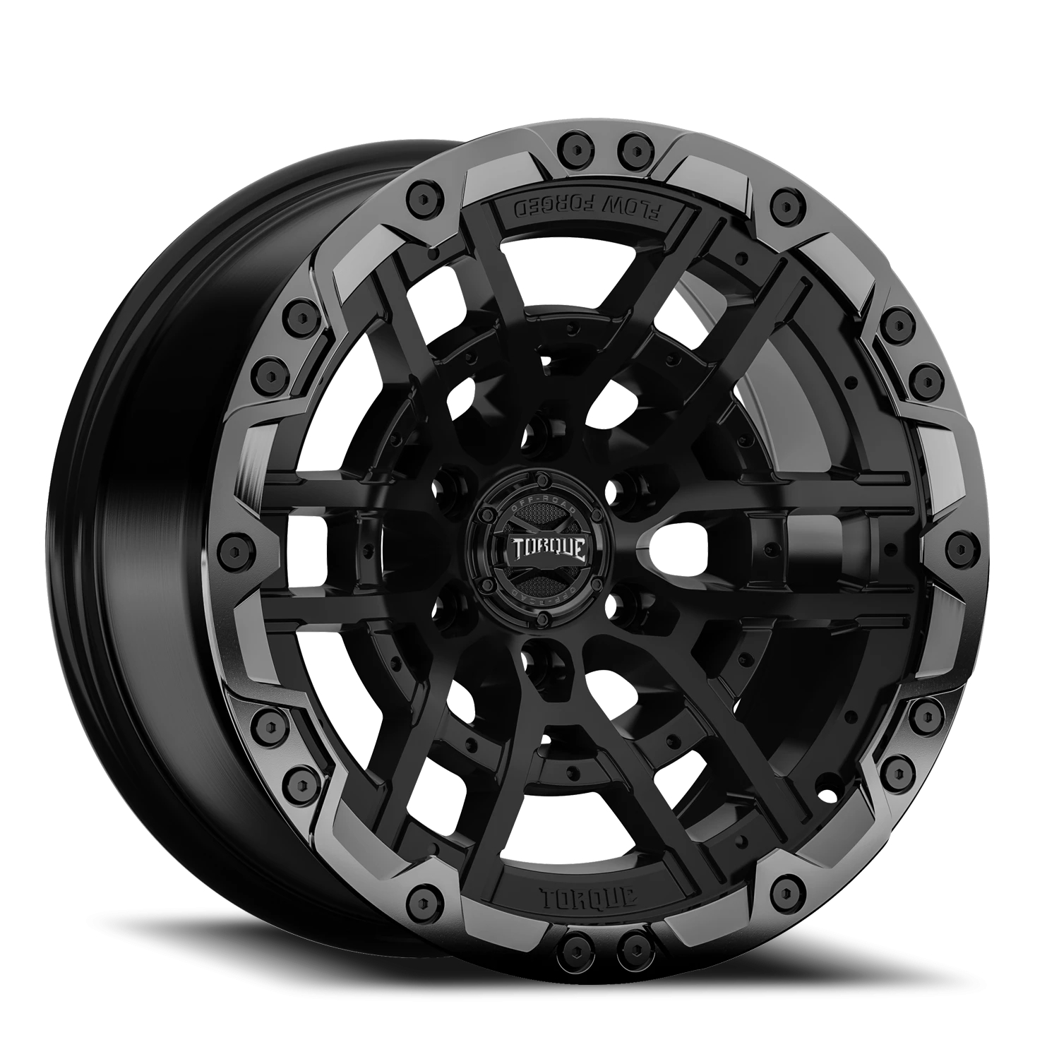 18x9 Torque TW419R Cliffhanger Satin Black with Gloss Black Lip 6x135 et00 BS 4.97 CB 87.1 Conical Seat Square