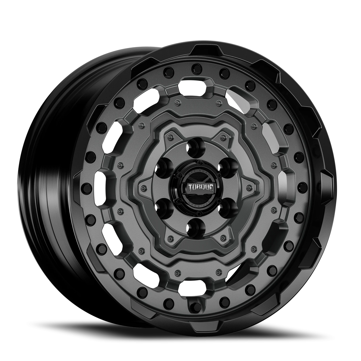 17x8 Torque TW547R Fortress Satin Anthracite Satin Black Lip 6x130 et+29 BS 5.96 CB 84.1 R14 Radius Seat Square