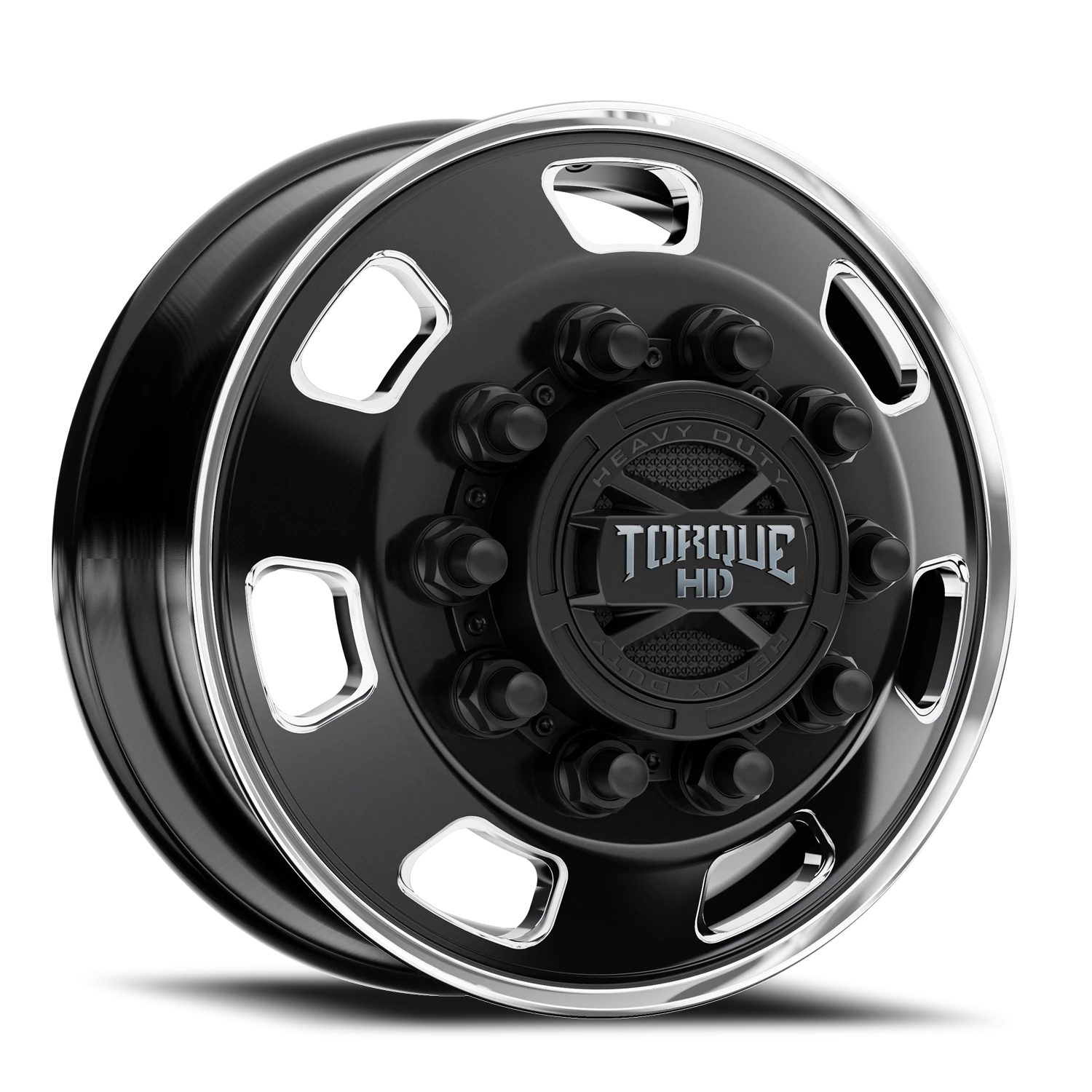 22.5x9 Torque HD TW642F Forged Luxe Gloss Black Milled 10x285.75 et-176 BS -1.7 CB 220.1 Flat Seat Drive