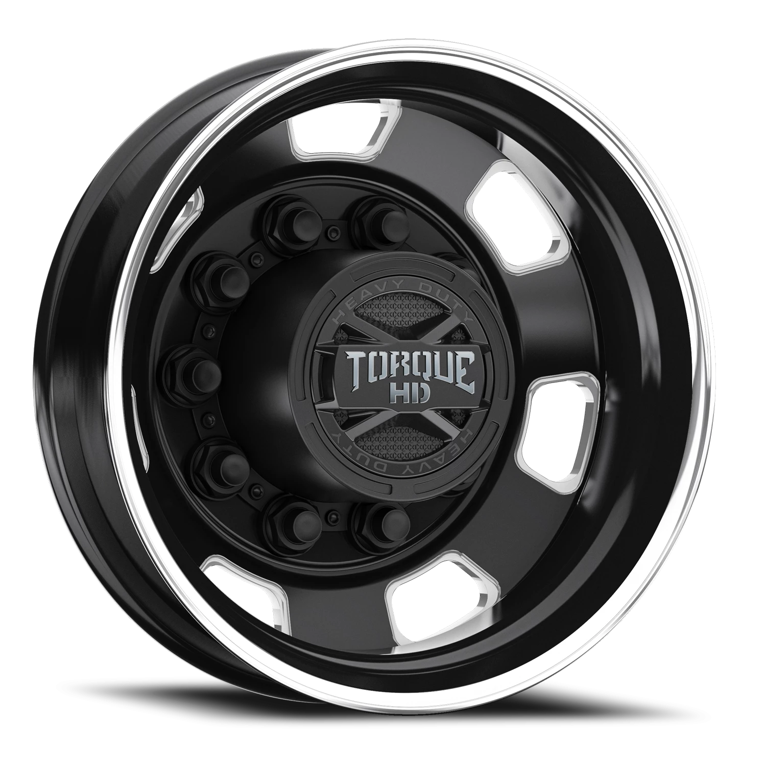 22.5x8.25 Torque HD TW642F Forged Luxe Gloss Black Milled 10x285.75 et-167 BS -1.7 CB 220.1 Flat Seat Drive