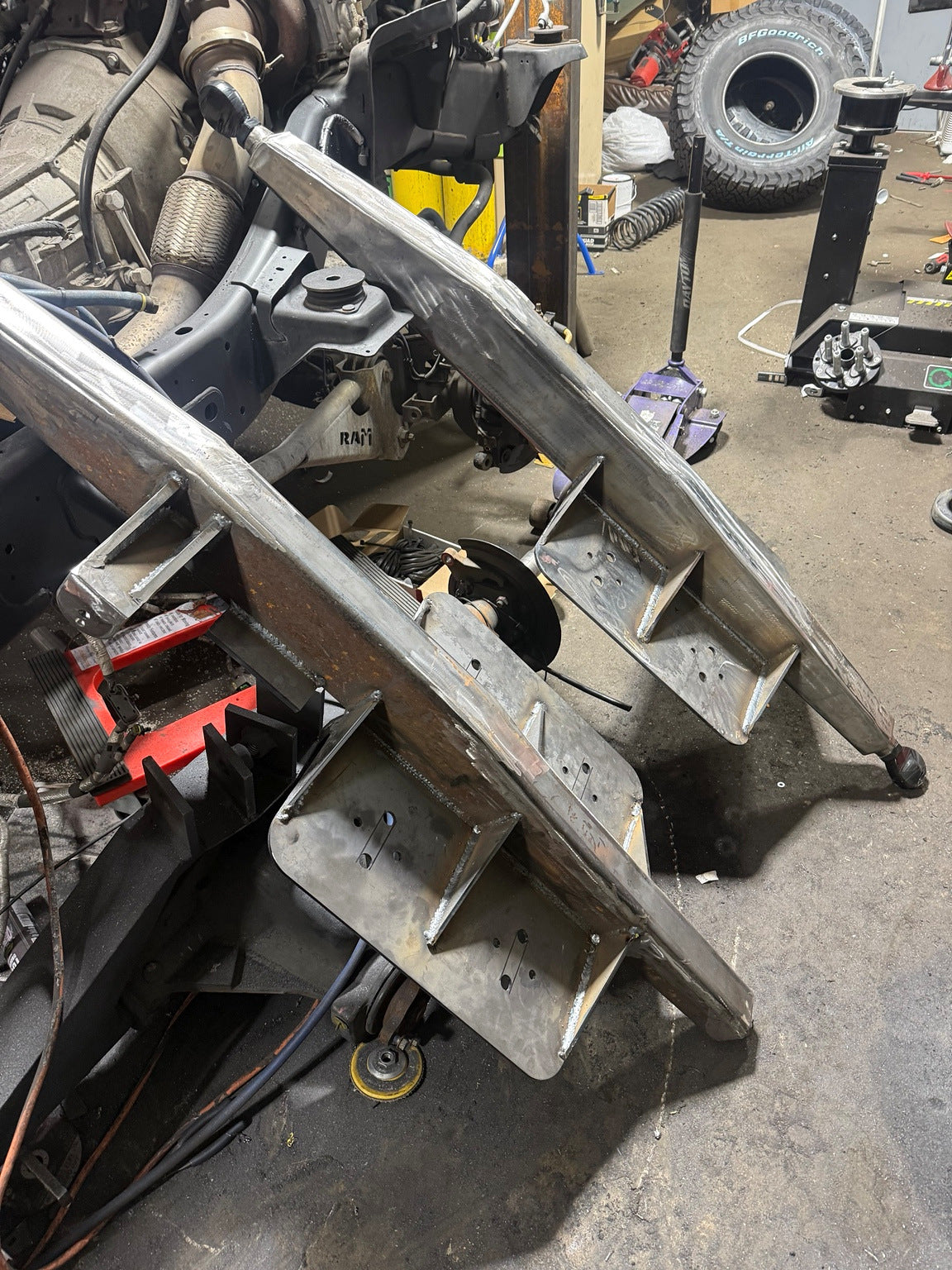 Fabricated suspension arms and gusseted brackets for THE DUALLY.