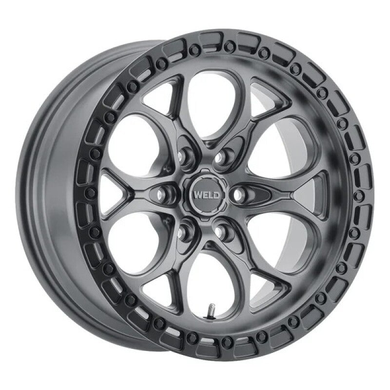 Weld 17x9 Ledge 6 6x135 ET-12 BS 4.50 Satin GUN / Satin BLK Ring 87.1