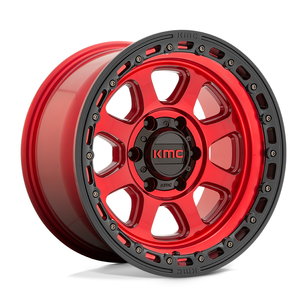 KMC Wheels KM548 CHASE 18X9 CANDY RED W/ BLACK LIP 8X165.1 Wheel