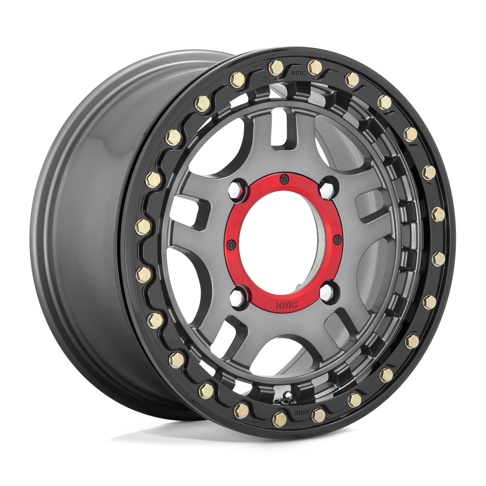 Wheel Pros KS240 RECON BEADLOCK 15X7 GUN METAL W/ GLOSS BLACK RING 4X137 Wheel